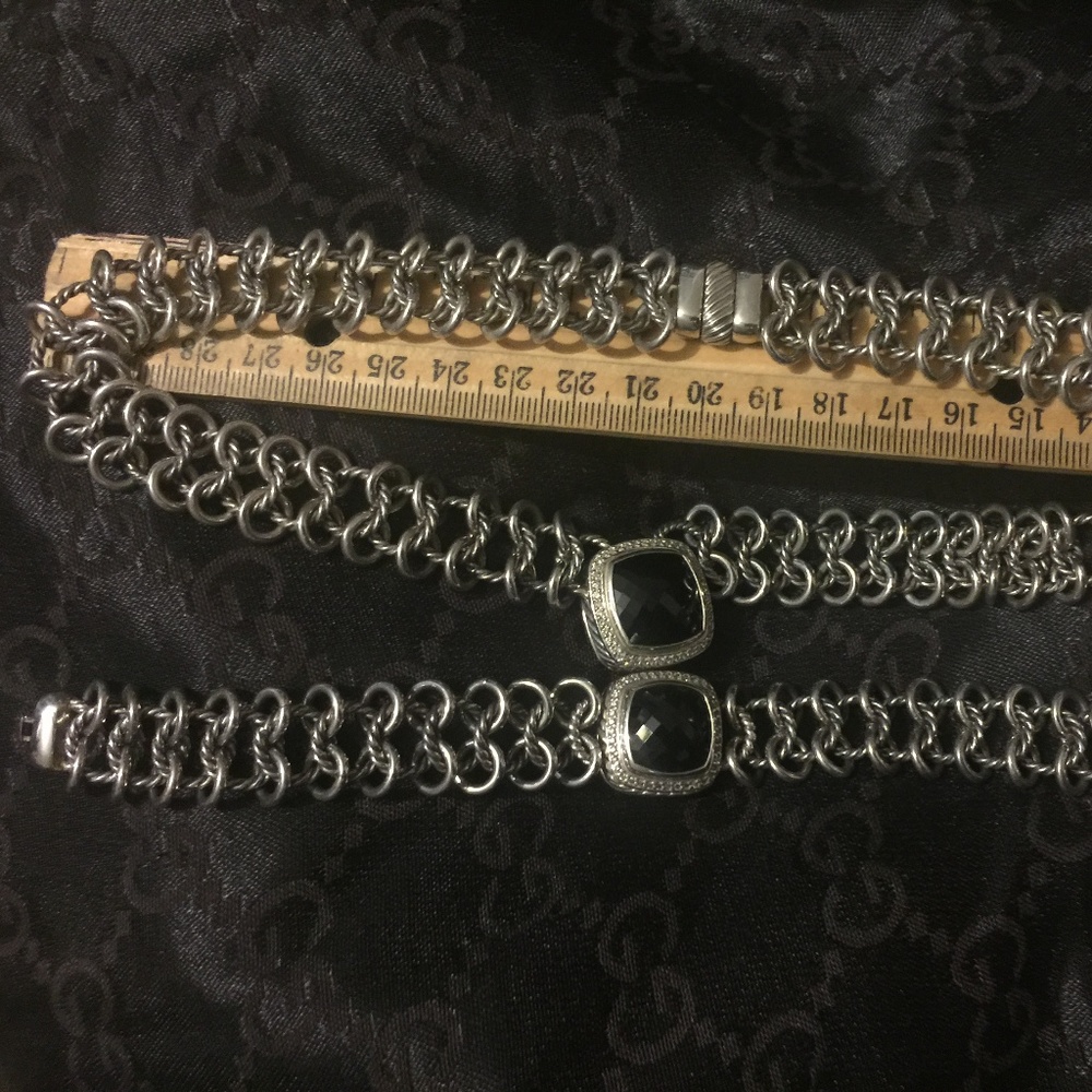 DAVID YURMAN Albion Black Onyx Diamond Double Row Atlas Necklace & Bracelet